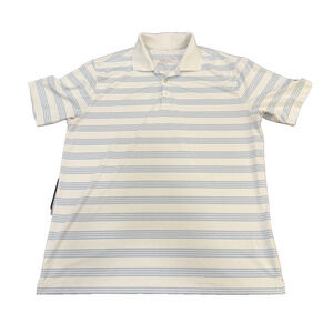 Nike Tour Performance Dri Fit Golf Shirt Sz L White Blue Stripped Active Casual